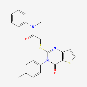 molecular formula C23H21N3O2S2 B2595770 2-{[3-(2,4-dimethylphenyl)-4-oxo-3,4-dihydrothieno[3,2-d]pyrimidin-2-yl]sulfanyl}-N-methyl-N-phenylacetamide CAS No. 1260622-93-2