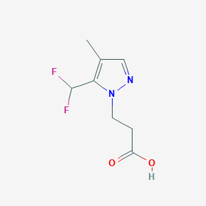 molecular formula C8H10F2N2O2 B2595774 3-[5-(difluoromethyl)-4-methyl-1H-pyrazol-1-yl]propanoic acid CAS No. 1855952-21-4