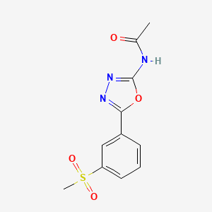 molecular formula C11H11N3O4S B2595796 N-[5-(3-甲基磺酰苯基)-1,3,4-恶二唑-2-基]乙酰胺 CAS No. 886926-92-7