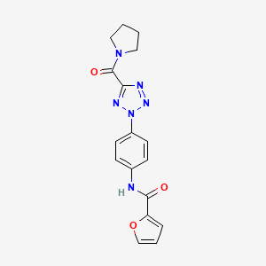 molecular formula C17H16N6O3 B2595798 N-(4-(5-(pyrrolidine-1-carbonyl)-2H-tetrazol-2-yl)phenyl)furan-2-carboxamide CAS No. 1396683-49-0