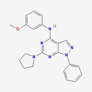 molecular formula C22H22N6O B2595802 N-(3-甲氧基苯基)-1-苯基-6-(吡咯烷-1-基)-1H-吡唑并[3,4-d]嘧啶-4-胺 CAS No. 946349-60-6