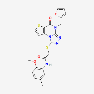 2-((4-(furan-2-ylmethyl)-5-oxo-4,5-dihydrothieno[2,3-e][1,2,4]triazolo[4,3-a]pyrimidin-1-yl)thio)-N-(2-methoxy-5-methylphenyl)acetamide