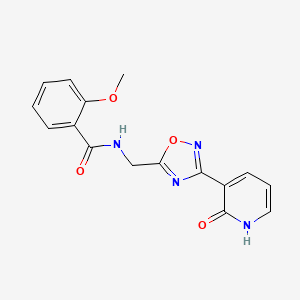 molecular formula C16H14N4O4 B2595823 2-甲氧基-N-((3-(2-氧代-1,2-二氢吡啶-3-基)-1,2,4-恶二唑-5-基)甲基)苯甲酰胺 CAS No. 2034318-86-8