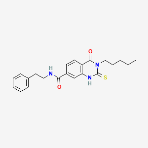 molecular formula C22H25N3O2S B2595825 4-oxo-3-pentyl-N-phenethyl-2-thioxo-1,2,3,4-tetrahydroquinazoline-7-carboxamide CAS No. 362500-92-3
