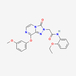 molecular formula C22H21N5O5 B2595828 5-(1-{[2-(3-chlorophenyl)-5-methyl-1,3-oxazol-4-yl]methyl}-5-methyl-1H-1,2,3-triazol-4-yl)-3-phenyl-1,2,4-oxadiazole CAS No. 1251621-42-7