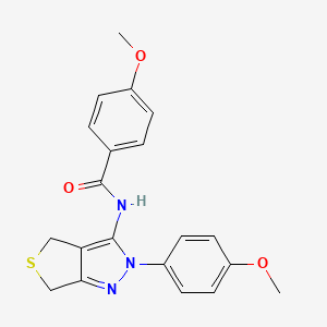 molecular formula C20H19N3O3S B2595830 4-methoxy-N-(2-(4-methoxyphenyl)-4,6-dihydro-2H-thieno[3,4-c]pyrazol-3-yl)benzamide CAS No. 392253-32-6