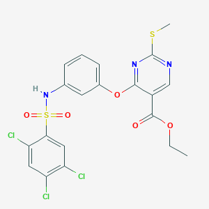 molecular formula C20H16Cl3N3O5S2 B2595842 2-(甲硫基)-4-(3-{[(2,4,5-三氯苯基)磺酰基]氨基}苯氧基)-5-嘧啶羧酸乙酯 CAS No. 478065-46-2