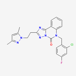 molecular formula C23H20ClFN6O B2595852 6-[(2-chloro-4-fluorophenyl)methyl]-2-[2-(3,5-dimethyl-1H-pyrazol-1-yl)ethyl]-5H,6H-[1,2,4]triazolo[1,5-c]quinazolin-5-one CAS No. 1280993-61-4