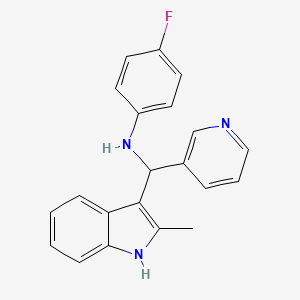 molecular formula C21H18FN3 B2595857 4-fluoro-N-[(2-methyl-1H-indol-3-yl)(pyridin-3-yl)methyl]aniline CAS No. 618400-26-3
