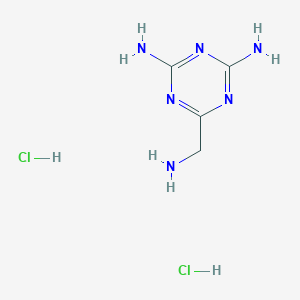 molecular formula C4H10Cl2N6 B2595873 6-(氨甲基)-1,3,5-三嗪-2,4-二胺;二盐酸盐 CAS No. 2402829-82-5