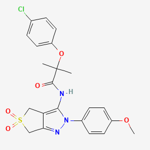 2-(4-chlorophenoxy)-N-(2-(4-methoxyphenyl)-5,5-dioxido-4,6-dihydro-2H-thieno[3,4-c]pyrazol-3-yl)-2-methylpropanamide