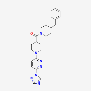 molecular formula C24H29N7O B2595893 (1-(6-(1H-1,2,4-三唑-1-基)嘧啶并[3,4-b]嘧啶-3-基)哌啶-4-基)(4-苄基哌啶-1-基)甲酮 CAS No. 1797730-01-8