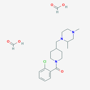 molecular formula C21H32ClN3O5 B2595909 (2-氯苯基)(4-((2,4-二甲基哌嗪-1-基)甲基)哌啶-1-基)甲烷酮二甲酸酯 CAS No. 1421514-48-8