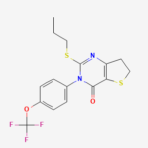 molecular formula C16H15F3N2O2S2 B2595912 2-Propylsulfanyl-3-[4-(trifluoromethoxy)phenyl]-6,7-dihydrothieno[3,2-d]pyrimidin-4-one CAS No. 877654-30-3