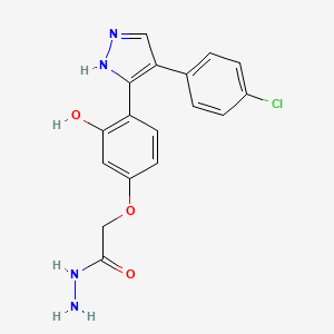 molecular formula C17H15ClN4O3 B2595924 2-(4-(4-(4-chlorophenyl)-1H-pyrazol-3-yl)-3-hydroxyphenoxy)acetohydrazide CAS No. 880095-96-5