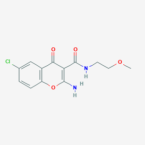 molecular formula C13H13ClN2O4 B2595925 2-amino-6-chloro-N-(2-methoxyethyl)-4-oxo-4H-chromene-3-carboxamide CAS No. 883279-34-3