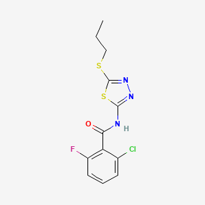 molecular formula C12H11ClFN3OS2 B2595929 2-chloro-6-fluoro-N-(5-(propylthio)-1,3,4-thiadiazol-2-yl)benzamide CAS No. 391875-18-6