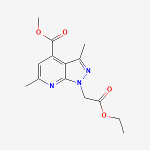 molecular formula C14H17N3O4 B2595930 methyl 1-(2-ethoxy-2-oxoethyl)-3,6-dimethyl-1H-pyrazolo[3,4-b]pyridine-4-carboxylate CAS No. 938022-71-0