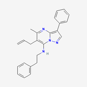 molecular formula C24H24N4 B2595936 6-allyl-5-methyl-N-phenethyl-3-phenylpyrazolo[1,5-a]pyrimidin-7-amine CAS No. 900881-55-2