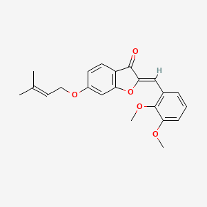 molecular formula C22H22O5 B2595937 (Z)-2-(2,3-dimethoxybenzylidene)-6-((3-methylbut-2-en-1-yl)oxy)benzofuran-3(2H)-one CAS No. 622808-16-6