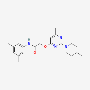 molecular formula C21H28N4O2 B2595960 N-(3,5-dimethylphenyl)-2-{[6-methyl-2-(4-methylpiperidin-1-yl)pyrimidin-4-yl]oxy}acetamide CAS No. 1226433-48-2