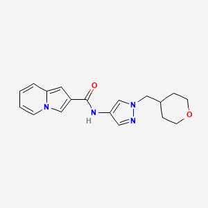 N-(1-((tetrahydro-2H-pyran-4-yl)methyl)-1H-pyrazol-4-yl)indolizine-2-carboxamide