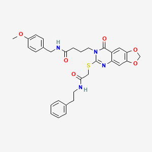 N-(4-methoxybenzyl)-4-(8-oxo-6-((2-oxo-2-(phenethylamino)ethyl)thio)-[1,3]dioxolo[4,5-g]quinazolin-7(8H)-yl)butanamide
