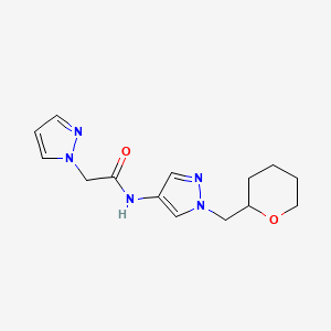 2-(1H-pyrazol-1-yl)-N-(1-((tetrahydro-2H-pyran-2-yl)methyl)-1H-pyrazol-4-yl)acetamide