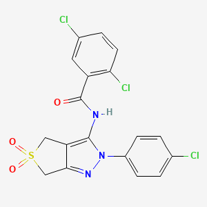 molecular formula C18H12Cl3N3O3S B2595991 2,5-二氯-N-(2-(4-氯苯基)-5,5-二氧化-4,6-二氢-2H-噻吩并[3,4-c]吡唑-3-基)苯甲酰胺 CAS No. 681266-67-1