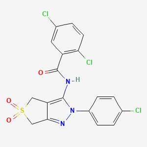 molecular formula C18H12Cl3N3O3S B2595991 N-(2-(4-clorofenil)-5,5-dióxido-4,6-dihidro-2H-tieno[3,4-c]pirazol-3-il)-2,5-diclorobenzamida CAS No. 681266-67-1