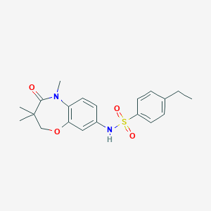 molecular formula C20H24N2O4S B2596011 4-ethyl-N-(3,3,5-trimethyl-4-oxo-2,3,4,5-tetrahydrobenzo[b][1,4]oxazepin-8-yl)benzenesulfonamide CAS No. 922093-10-5