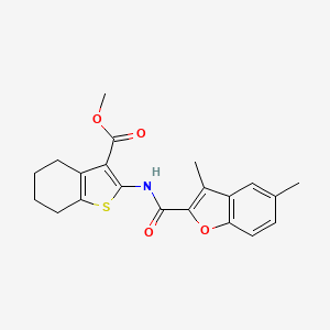 molecular formula C21H21NO4S B2596022 Methyl 2-(3,5-dimethylbenzofuran-2-carboxamido)-4,5,6,7-tetrahydrobenzo[b]thiophene-3-carboxylate CAS No. 620585-18-4