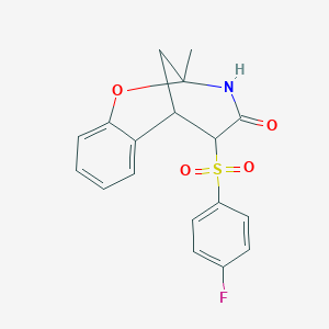 molecular formula C18H16FNO4S B2596050 12-(4-氟苯磺酰基)-9-甲基-8-氧杂-10-氮杂三环[7.3.1.0^{2,7}]十三-2,4,6-三烯-11-酮 CAS No. 1009241-62-6