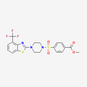 molecular formula C20H18F3N3O4S2 B2596051 Methyl 4-((4-(4-(trifluoromethyl)benzo[d]thiazol-2-yl)piperazin-1-yl)sulfonyl)benzoate CAS No. 1396857-28-5
