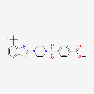 molecular formula C20H18F3N3O4S2 B2596051 4-(4-(4-(トリフルオロメチル)ベンゾ[d]チアゾール-2-イル)ピペラジン-1-イル)スルホニル)安息香酸メチル CAS No. 1396857-28-5