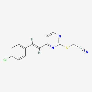 molecular formula C14H10ClN3S B2596053 2-{[4-(4-氯苯乙烯基)-2-嘧啶基]硫代}乙腈 CAS No. 339278-37-4