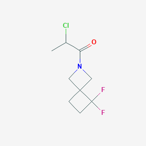 molecular formula C9H12ClF2NO B2596058 2-Chloro-1-(7,7-difluoro-2-azaspiro[3.3]heptan-2-yl)propan-1-one CAS No. 2411269-87-7