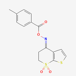 molecular formula C15H13NO4S2 B2596066 [(E)-(7,7-dioxo-5,6-dihydrothieno[2,3-b]thiopyran-4-ylidene)amino] 4-methylbenzoate CAS No. 338776-80-0