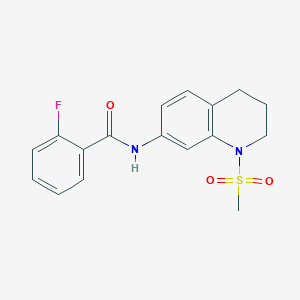 molecular formula C17H17FN2O3S B2596068 2-フルオロ-N-(1-メタンスルホニル-1,2,3,4-テトラヒドロキノリン-7-イル)ベンザミド CAS No. 946350-35-2