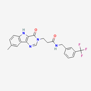molecular formula C22H19F3N4O2 B2596096 3-(8-methyl-4-oxo-4,5-dihydro-3H-pyrimido[5,4-b]indol-3-yl)-N-(3-(trifluoromethyl)benzyl)propanamide CAS No. 1190009-93-8