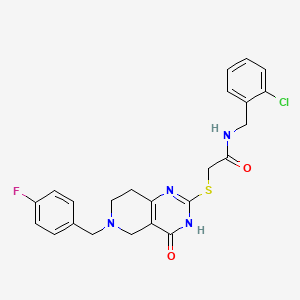 molecular formula C23H22ClFN4O2S B2596097 N-(2-氯苄基)-2-{[6-(4-氟苄基)-4-氧代-3,4,5,6,7,8-六氢吡啶并[4,3-d]嘧啶-2-基]硫代}乙酰胺 CAS No. 1326841-92-2