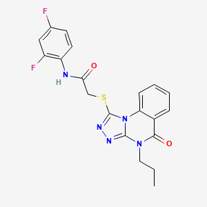 molecular formula C20H17F2N5O2S B2596101 N-(2,4-difluorophenyl)-2-[(5-oxo-4-propyl-[1,2,4]triazolo[4,3-a]quinazolin-1-yl)sulfanyl]acetamide CAS No. 876867-08-2