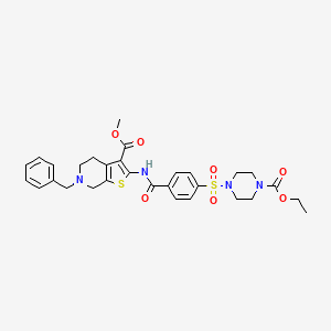 molecular formula C30H34N4O7S2 B2596107 Methyl 6-benzyl-2-(4-((4-(ethoxycarbonyl)piperazin-1-yl)sulfonyl)benzamido)-4,5,6,7-tetrahydrothieno[2,3-c]pyridine-3-carboxylate CAS No. 524680-11-3