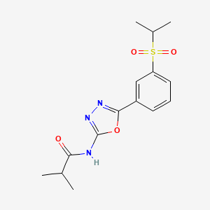molecular formula C15H19N3O4S B2596116 N-(5-(3-(isopropylsulfonyl)phenyl)-1,3,4-oxadiazol-2-yl)isobutyramide CAS No. 922074-50-8