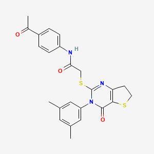 molecular formula C24H23N3O3S2 B2596121 N-(4-acetylphenyl)-2-((3-(3,5-dimethylphenyl)-4-oxo-3,4,6,7-tetrahydrothieno[3,2-d]pyrimidin-2-yl)thio)acetamide CAS No. 877653-75-3