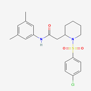 molecular formula C21H25ClN2O3S B2596128 2-(1-((4-chlorophenyl)sulfonyl)piperidin-2-yl)-N-(3,5-dimethylphenyl)acetamide CAS No. 946280-59-7