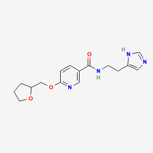 molecular formula C16H20N4O3 B2596134 N-(2-(1H-imidazol-4-yl)ethyl)-6-((tetrahydrofuran-2-yl)methoxy)nicotinamide CAS No. 2034444-66-9