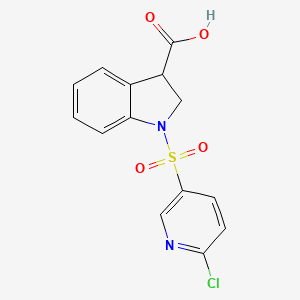 molecular formula C14H11ClN2O4S B2596136 1-[(6-chloropyridin-3-yl)sulfonyl]-2,3-dihydro-1H-indole-3-carboxylic acid CAS No. 1572604-63-7