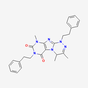 molecular formula C26H28N6O2 B2596139 3,4,9-trimethyl-1,7-diphenethyl-7,9-dihydro-[1,2,4]triazino[3,4-f]purine-6,8(1H,4H)-dione CAS No. 898443-38-4