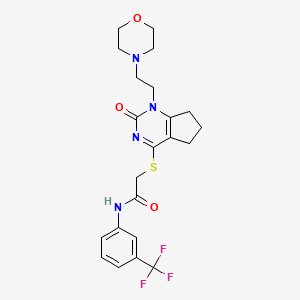 molecular formula C22H25F3N4O3S B2596144 2-((1-(2-morpholinoethyl)-2-oxo-2,5,6,7-tetrahydro-1H-cyclopenta[d]pyrimidin-4-yl)thio)-N-(3-(trifluoromethyl)phenyl)acetamide CAS No. 898444-43-4
